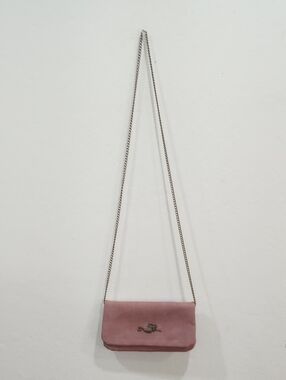 Mermaid Convertible Crossbody Clutch Chain Strap Mauve Faux Suede Leather  NWOT!